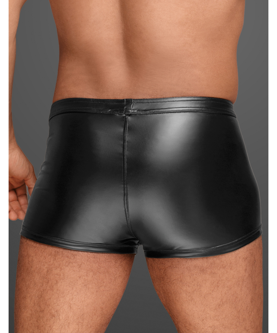 Noir Handmade black trunks with vinyl pleats