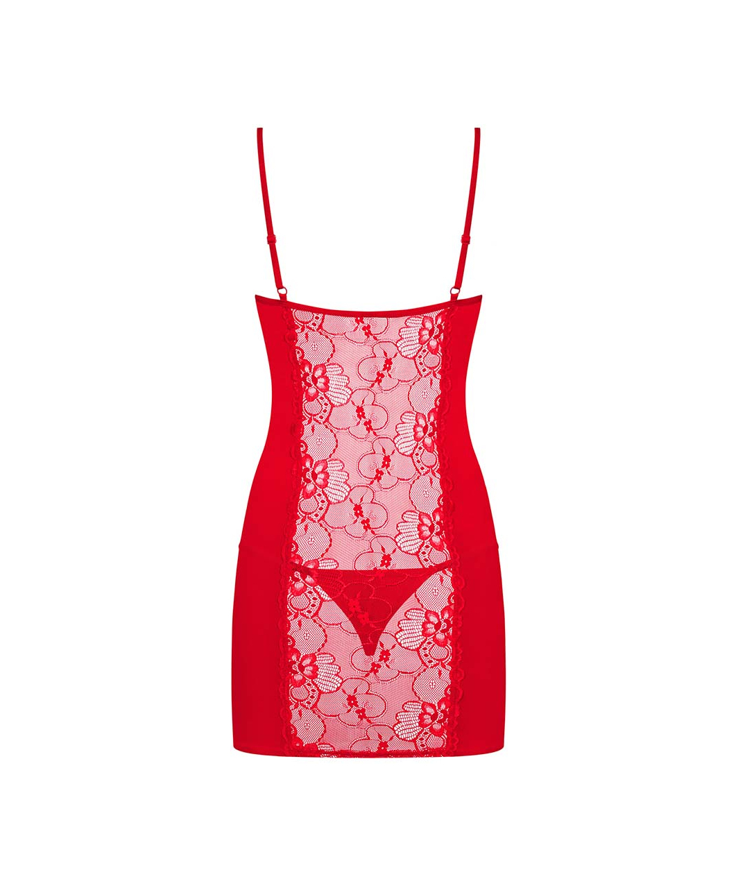 Obsessive Heartina Red Chemise with Lace Inserts