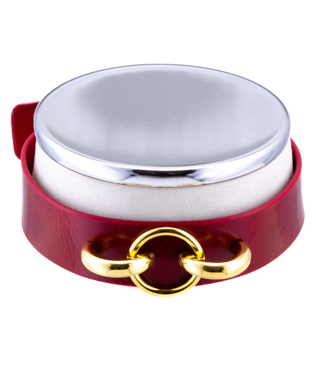 HEL Milano Camilla raudona odinė apykaklė su aukso spalvos žiedu