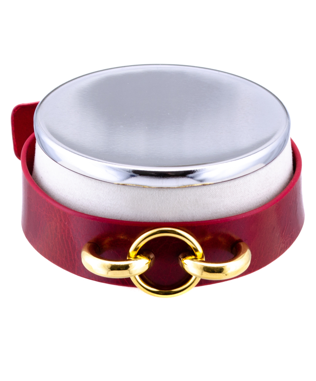 HEL Milano Camilla red leather collar with gold coloured ring