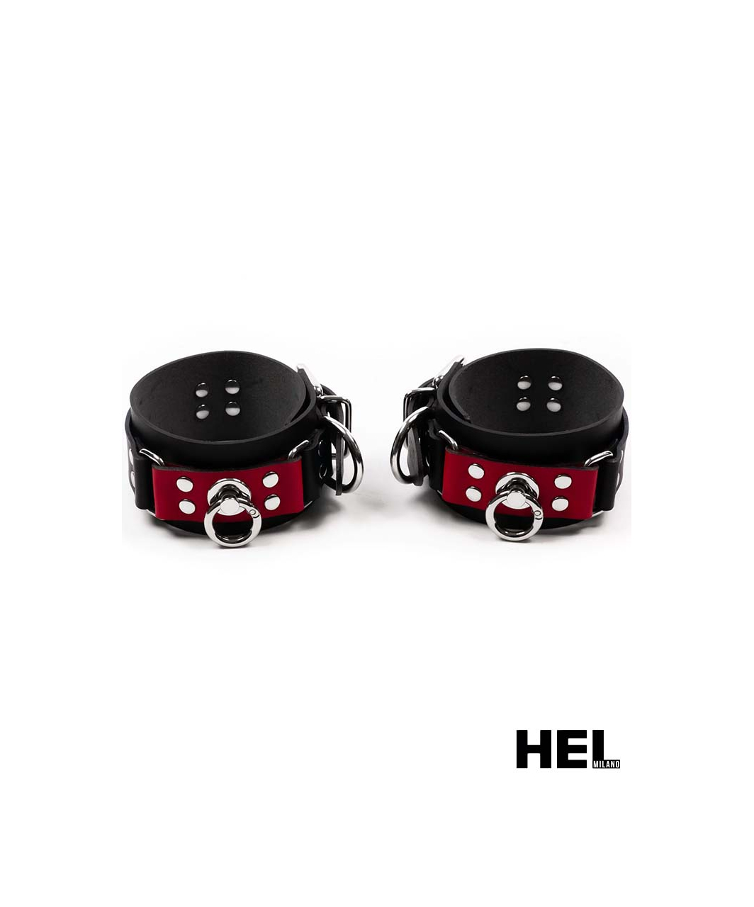 HEL Milano черные кожаные с красными вставками оковы для рук/ног