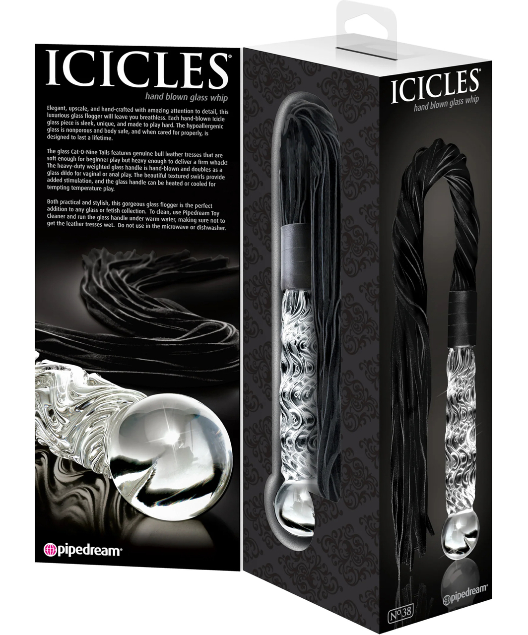 Icicles No. 38 suede flogger with glass handle