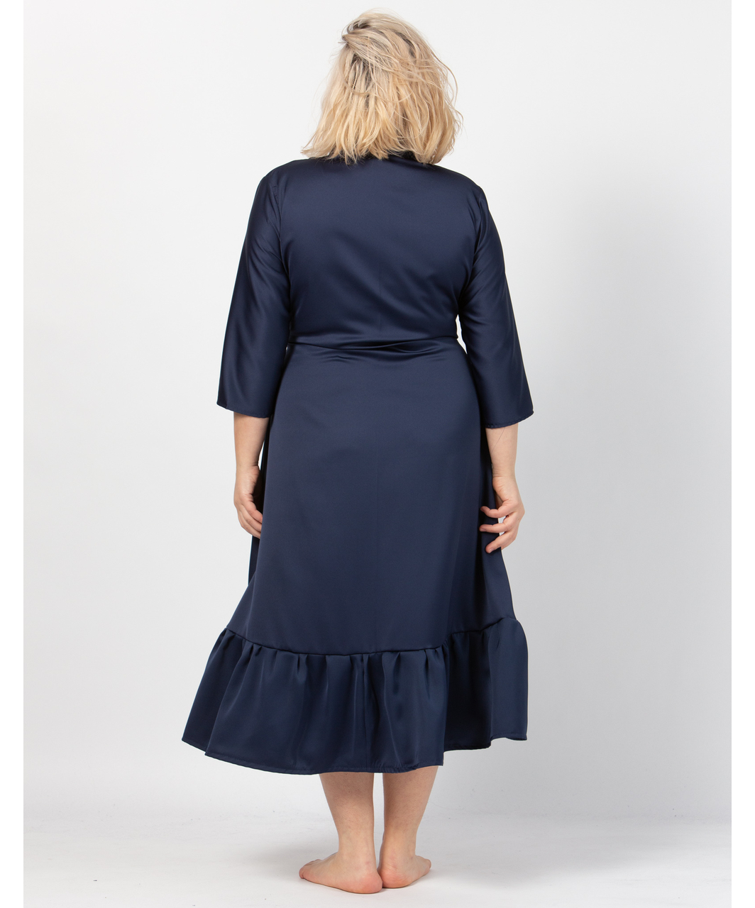 MAKE Dark Blue Asymmetrical Robe with Ruffles