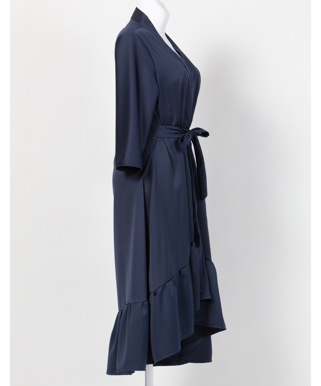 MAKE Dark Blue Asymmetrical Robe with Ruffles