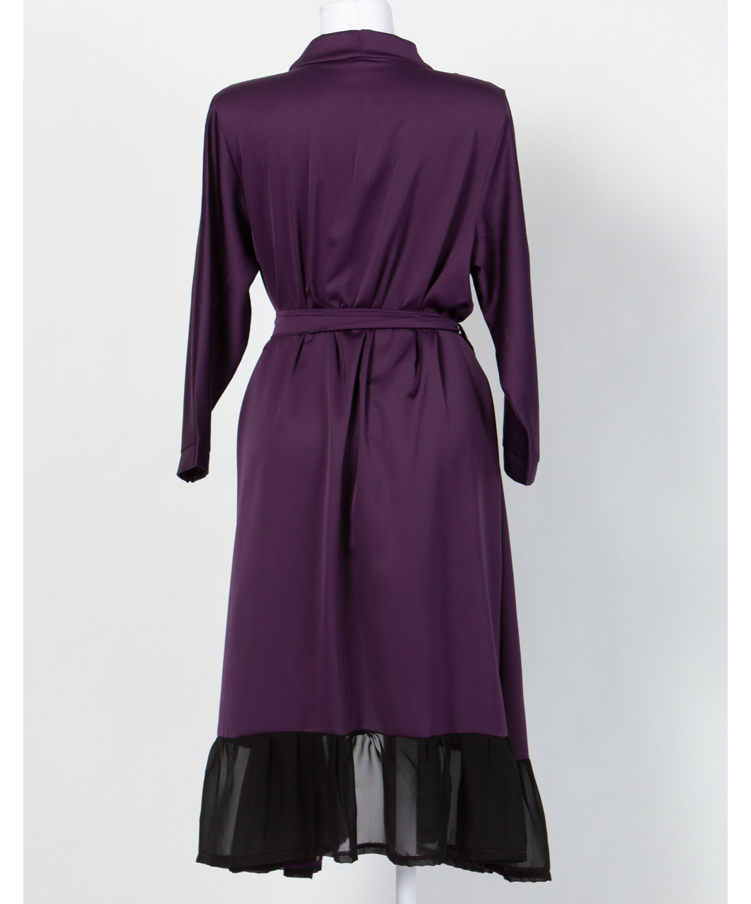MAKE Dark Purple Robe with Black Chiffon Ruffles