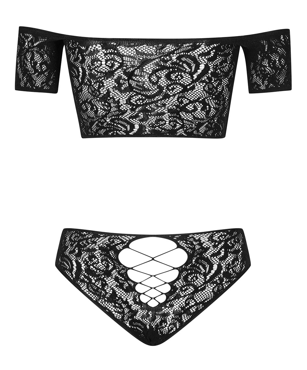 Obsessive Inessita black net crop top & briefs