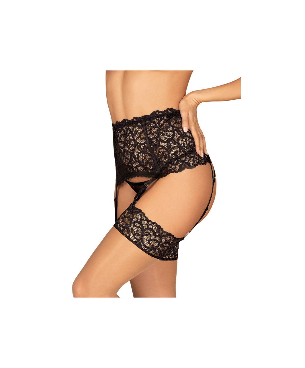 Obsessive black lace garter belt