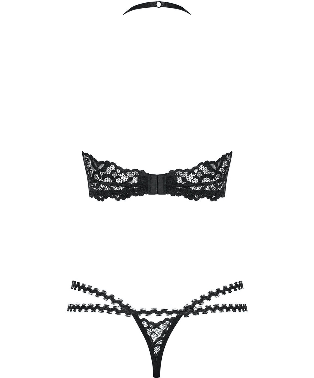 Obsessive black lace two-piece lingerie set