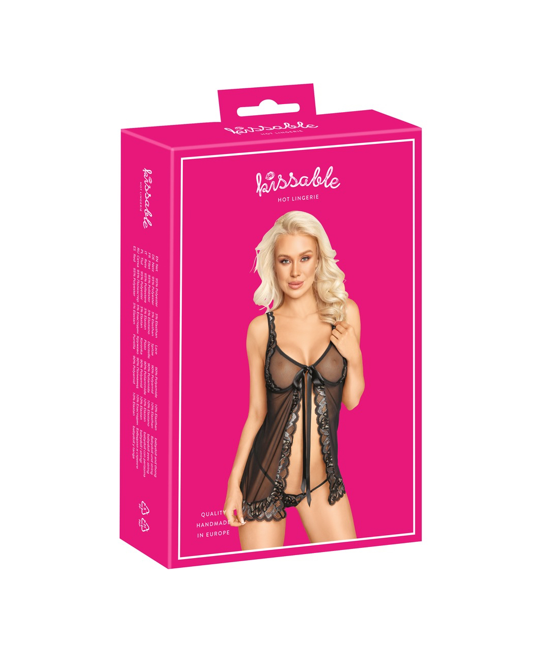 kissable Opaline melns caurspīdīgs babydoll