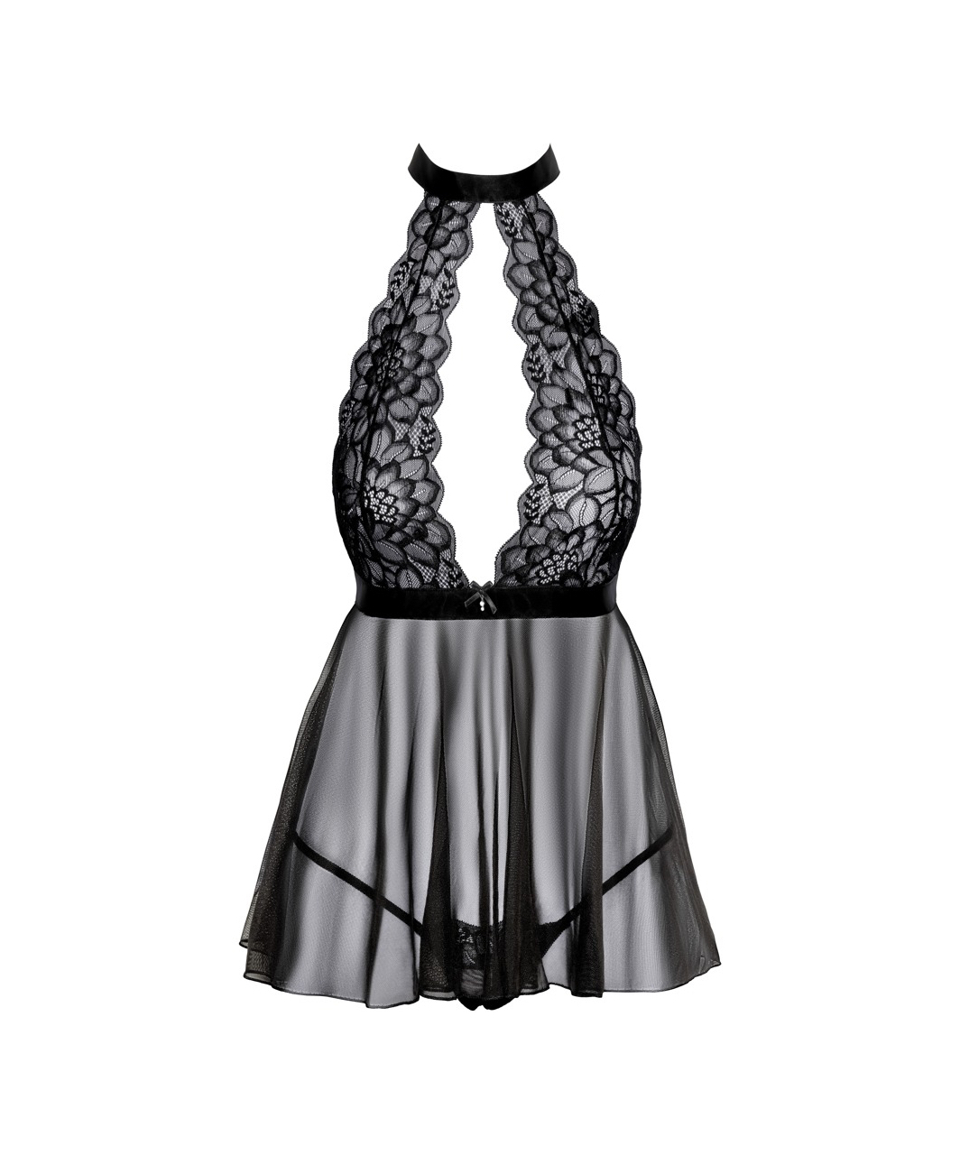 kissable Posy mustast läbipaistvast tüllist babydoll-kleit