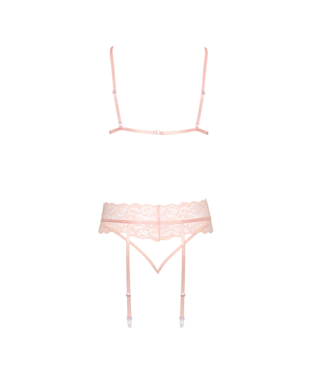 kissable Sinuous pink lace suspender lingerie set