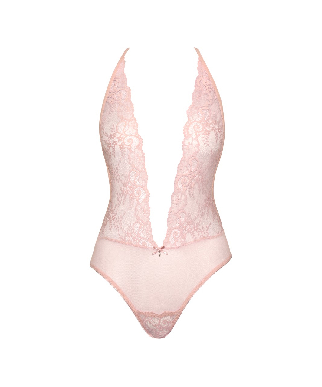 kissable Sinuous pink sheer mesh bodysuit