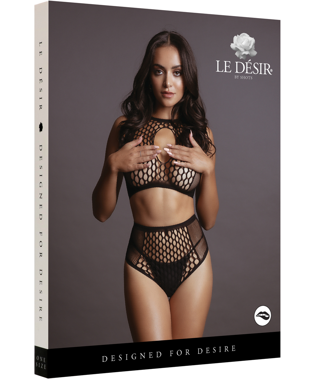 Le Désir DES027 black net crop top & briefs