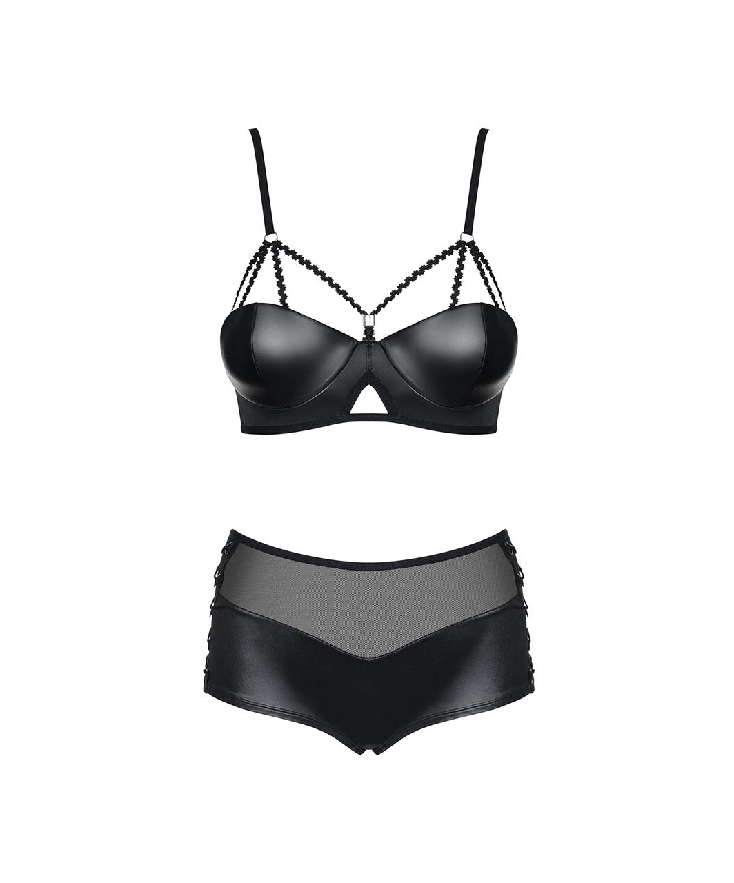 Obsessive Leatheria black matte look lingerie set