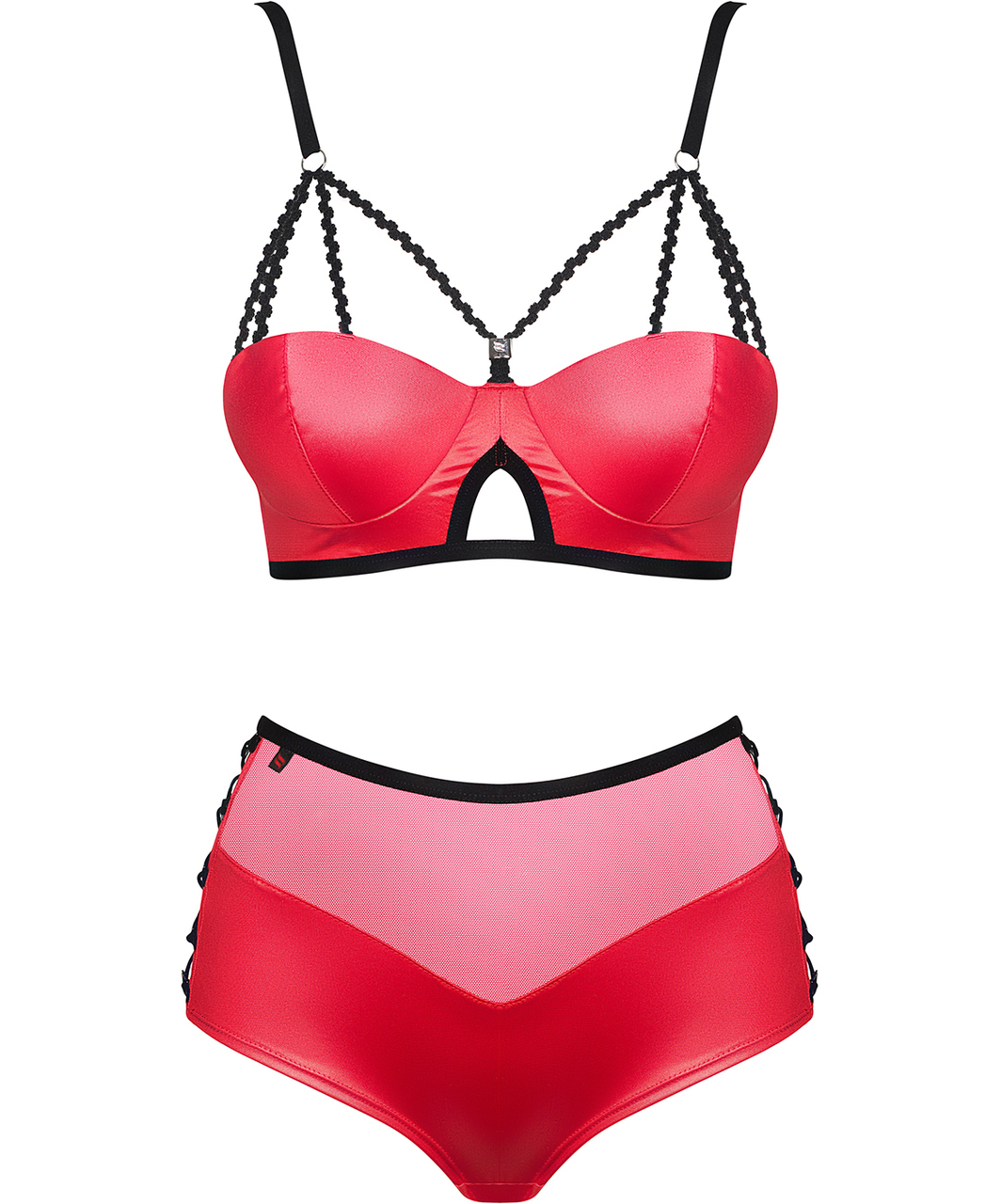 Obsessive Leatheria red wet look lingerie set