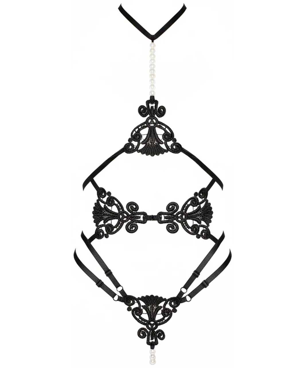 Leg Avenue Bed Influence strappy bodysuit with pearls