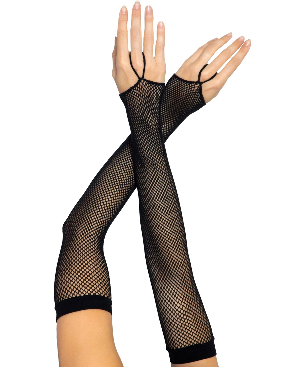 Leg Avenue black net fingerless gloves with finger loop