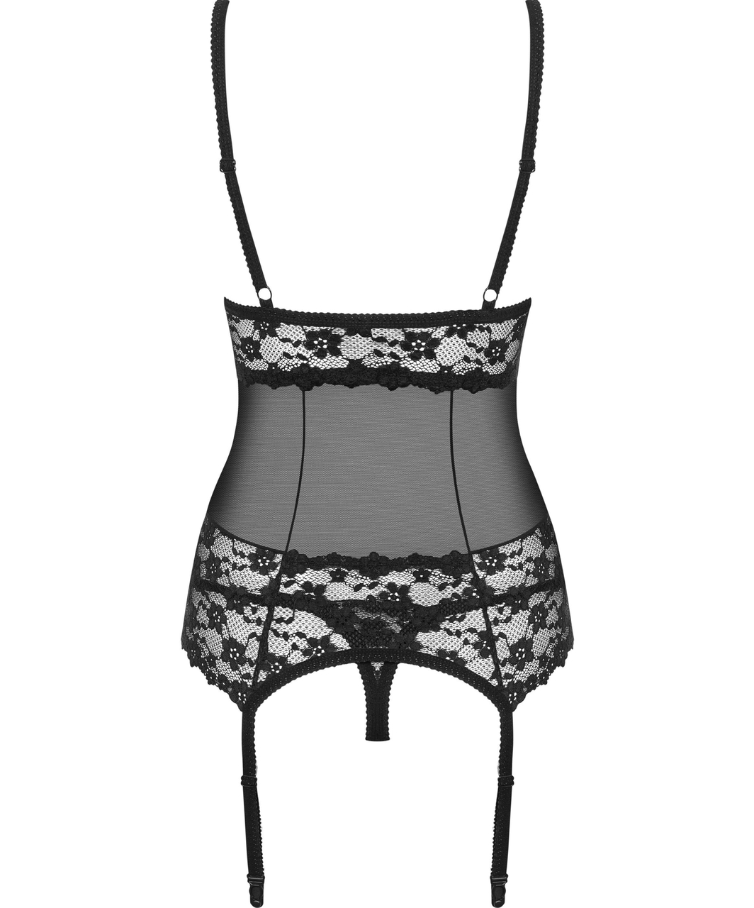 Obsessive black sheer mesh basque with string