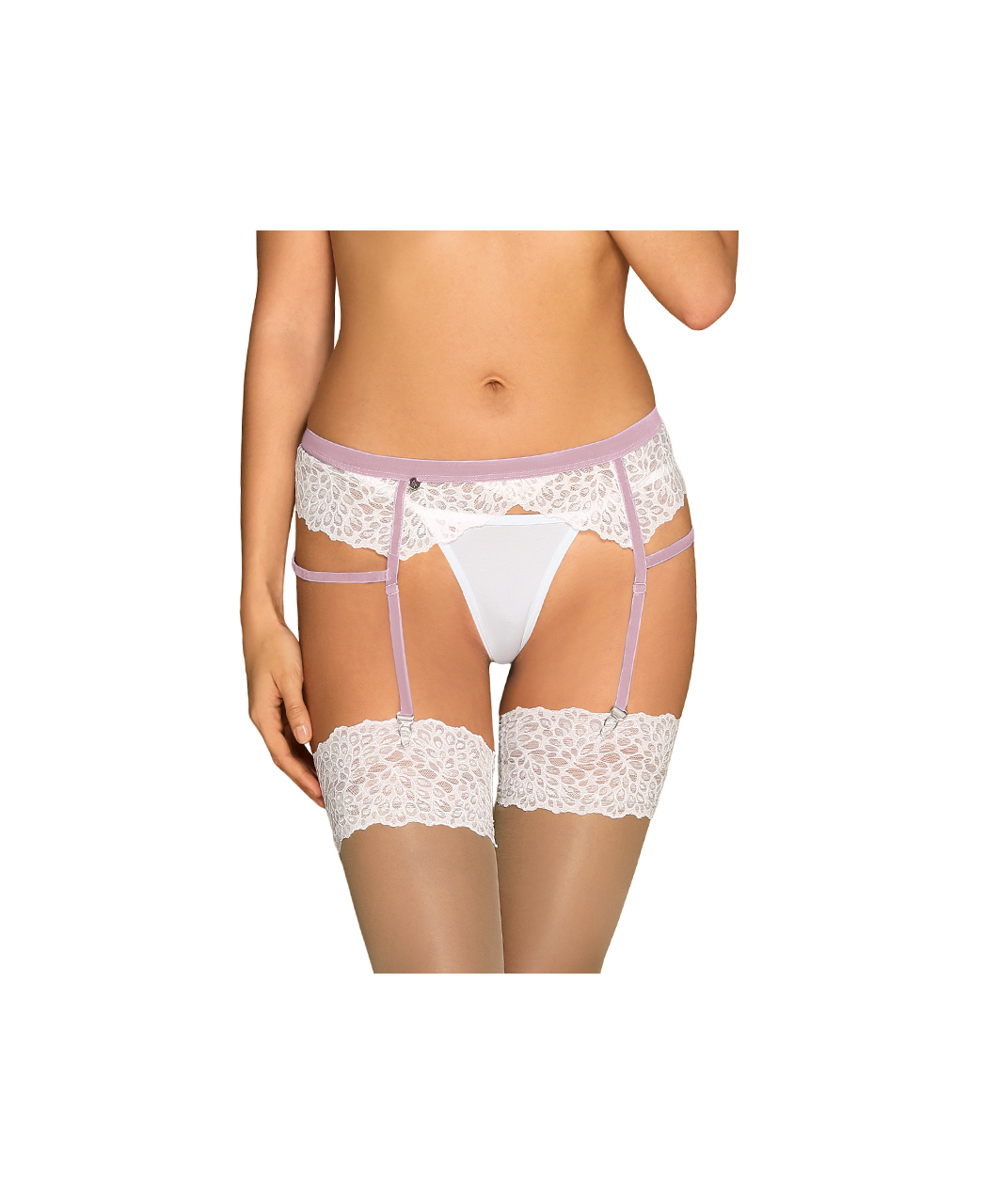 Obsessive Lilyanne white lace garter belt