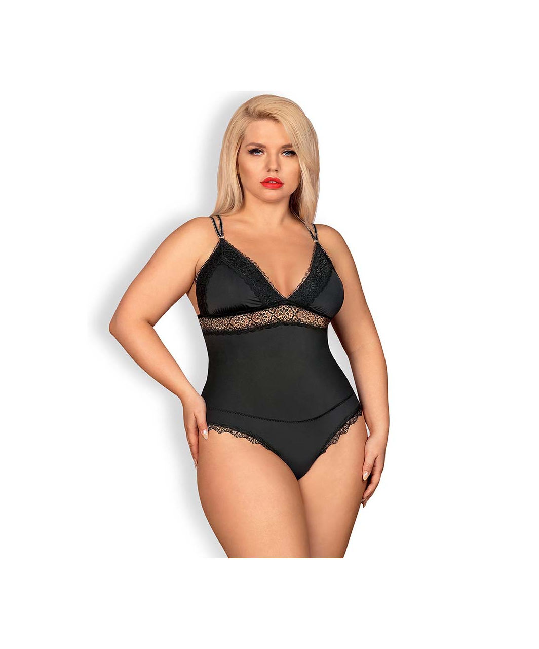 Obsessive Black Bodysuit with Lacing