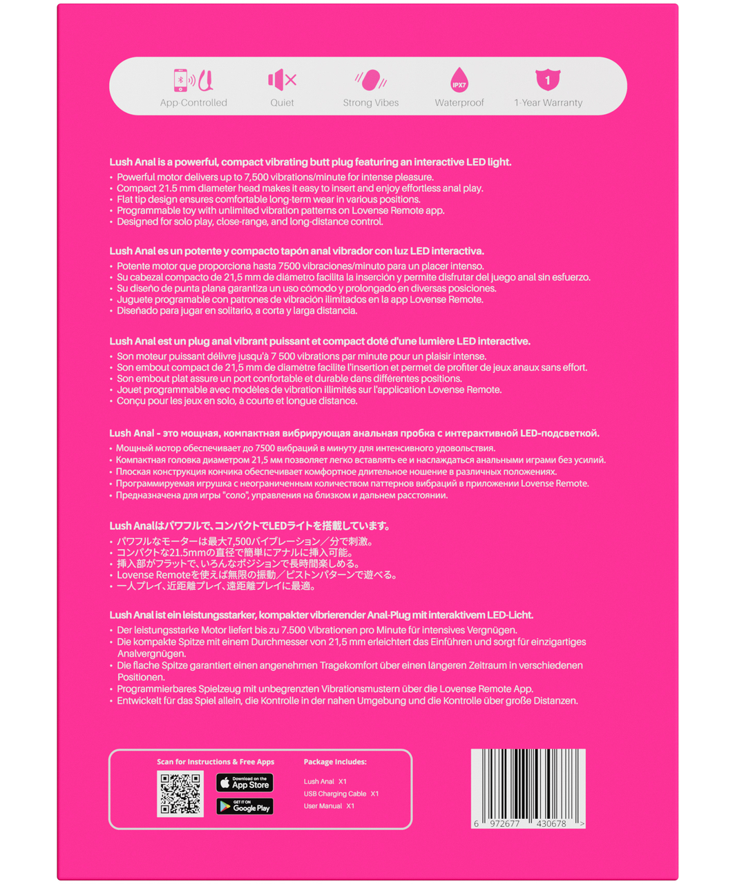 Lovense Lush Anal tālvadības anālais vibrators