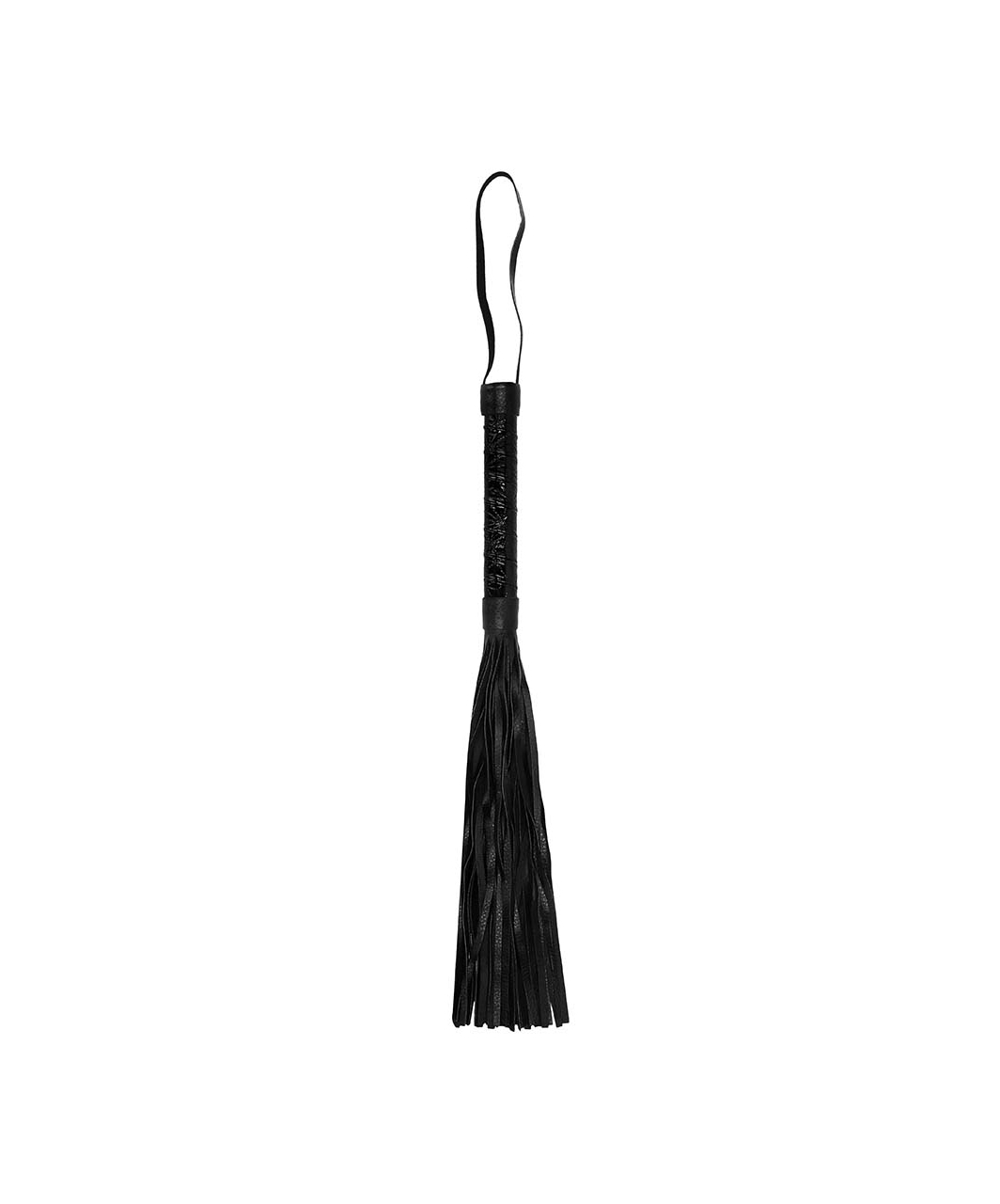 Ouch! black faux leather flogger with embossed handle