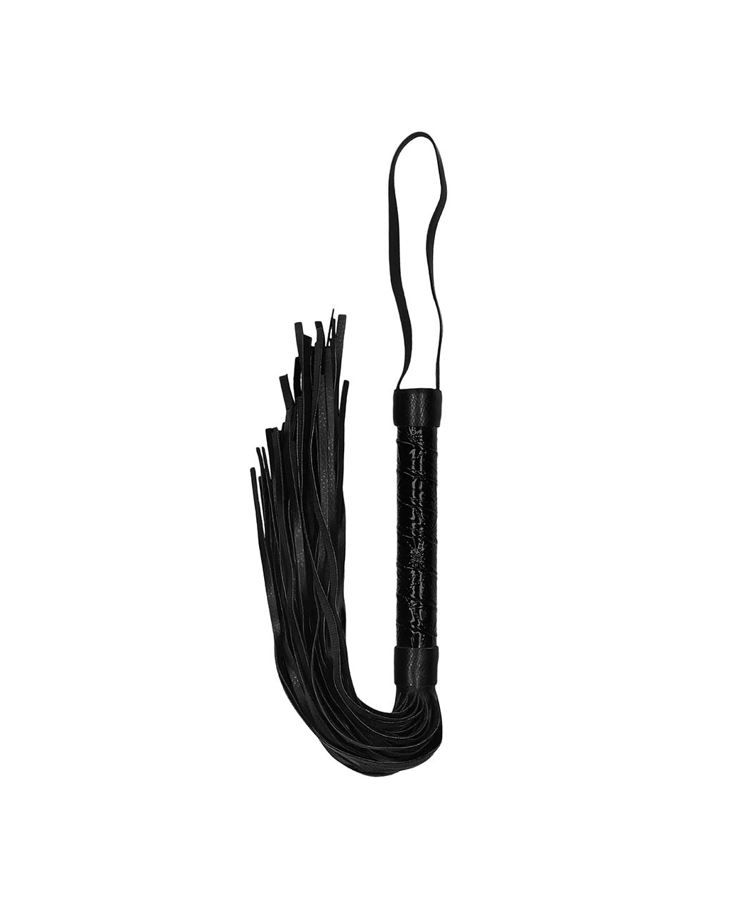 Ouch! black faux leather flogger with embossed handle