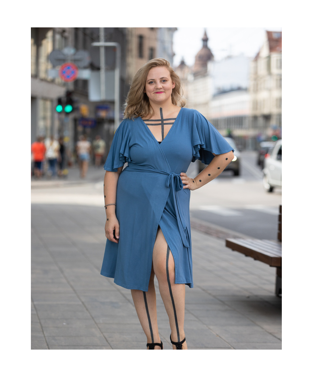 MAKE Szlafrok tencel w kolorze błękitu egejskiego