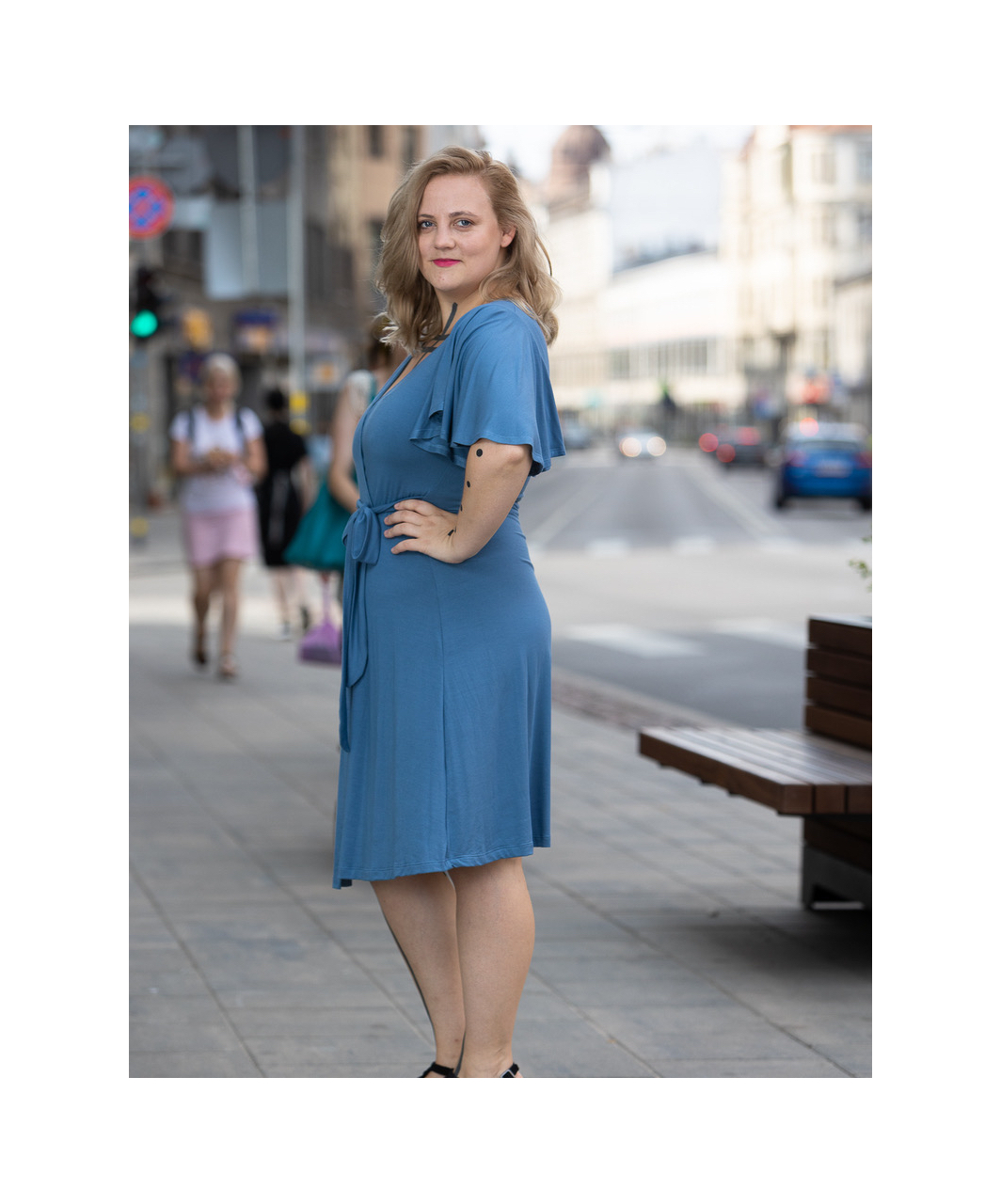 MAKE Szlafrok tencel w kolorze błękitu egejskiego