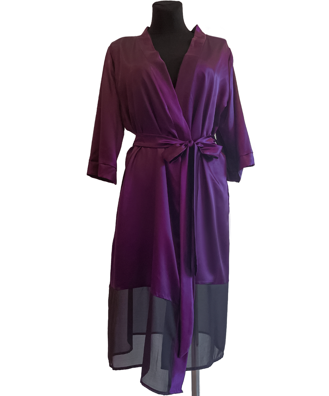 MAKE purple satin robe with black hemline