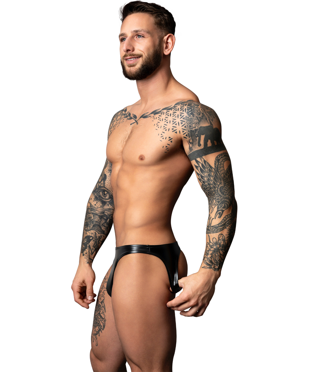 Male Power Liquid Onyx melnas matētas atvērtas apakšbikses