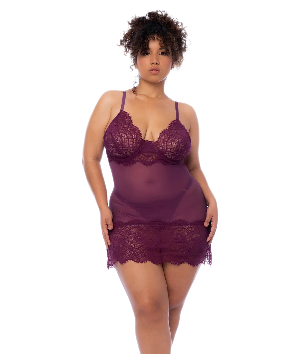 Mapale Burgundia värvi läbipaistev babydoll