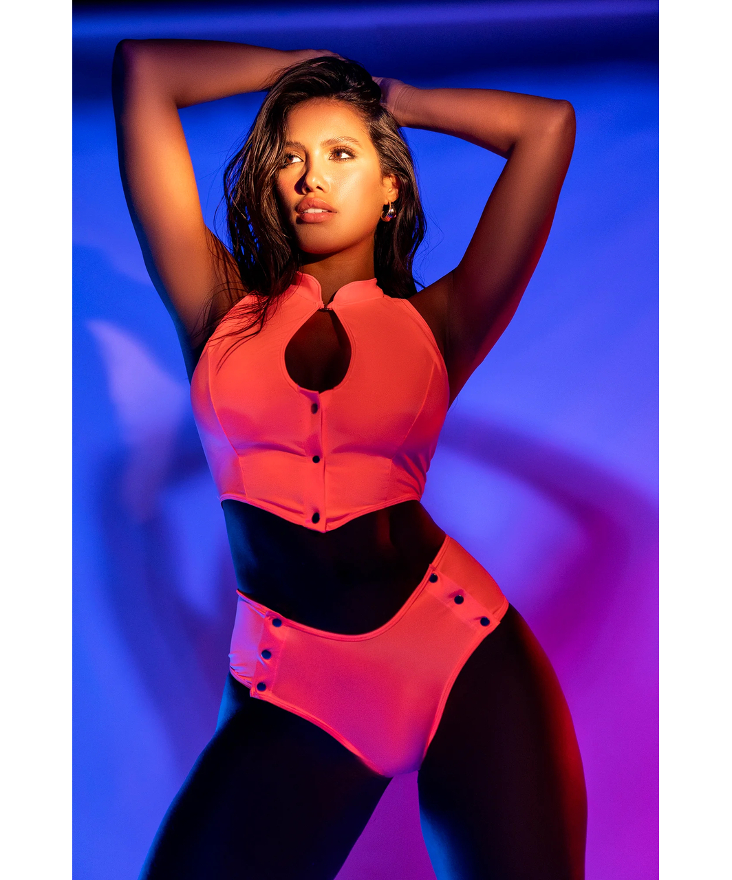 Mapale Fierce Flamingo pink matte look lingerie set