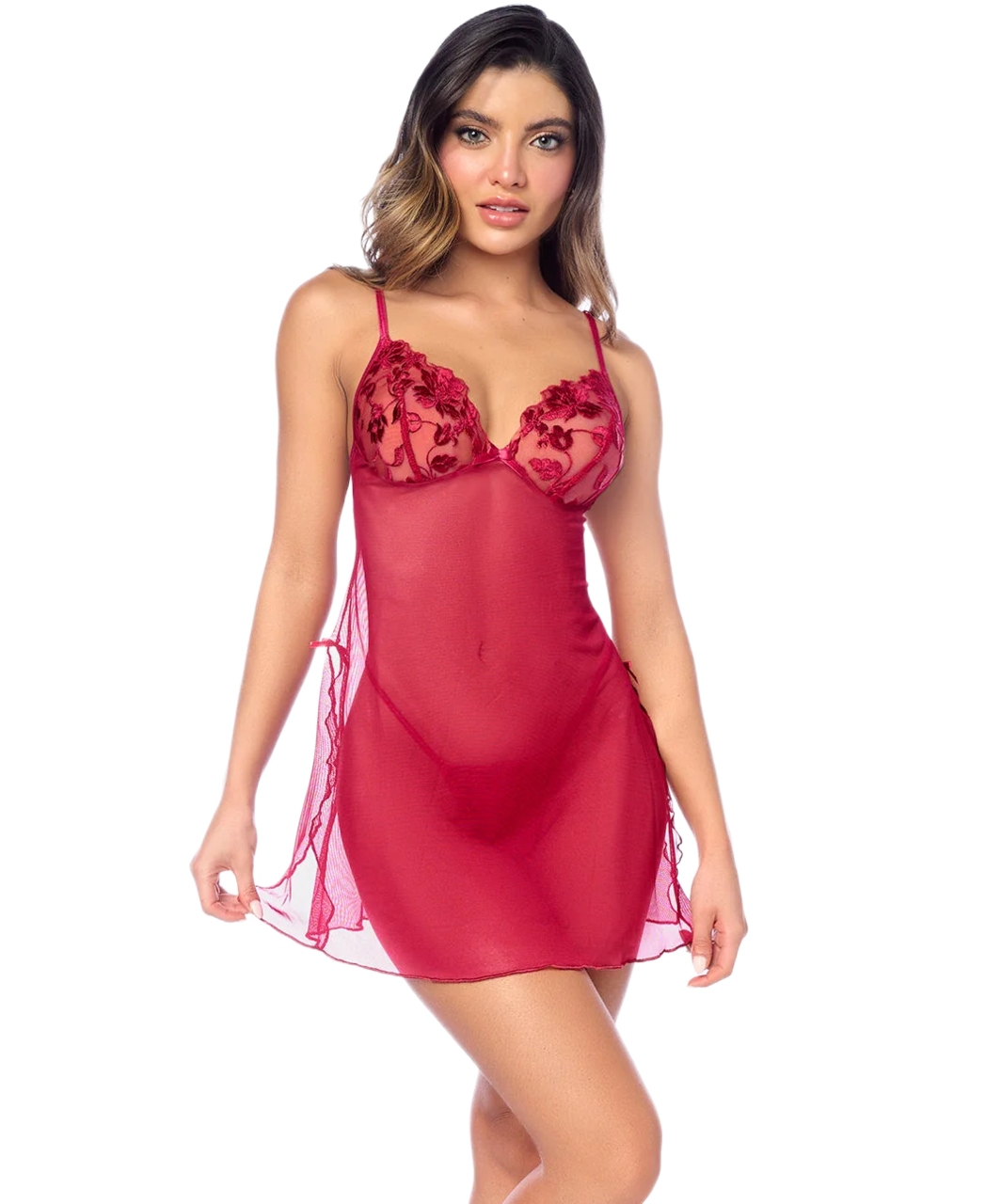 Mapale red sheer babydoll