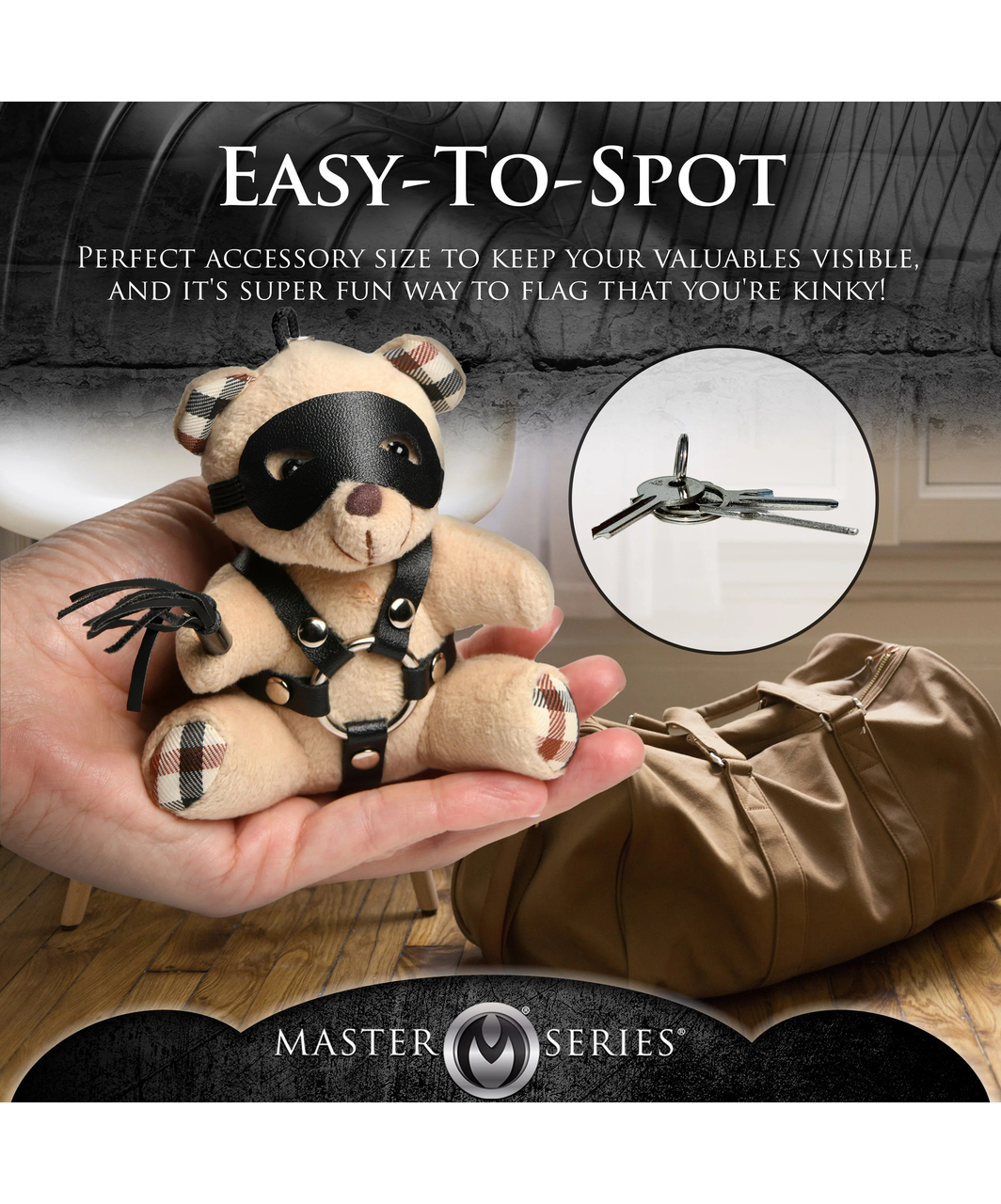 Master Series BDSM Kinky Teddy Bear raktų pakabukas