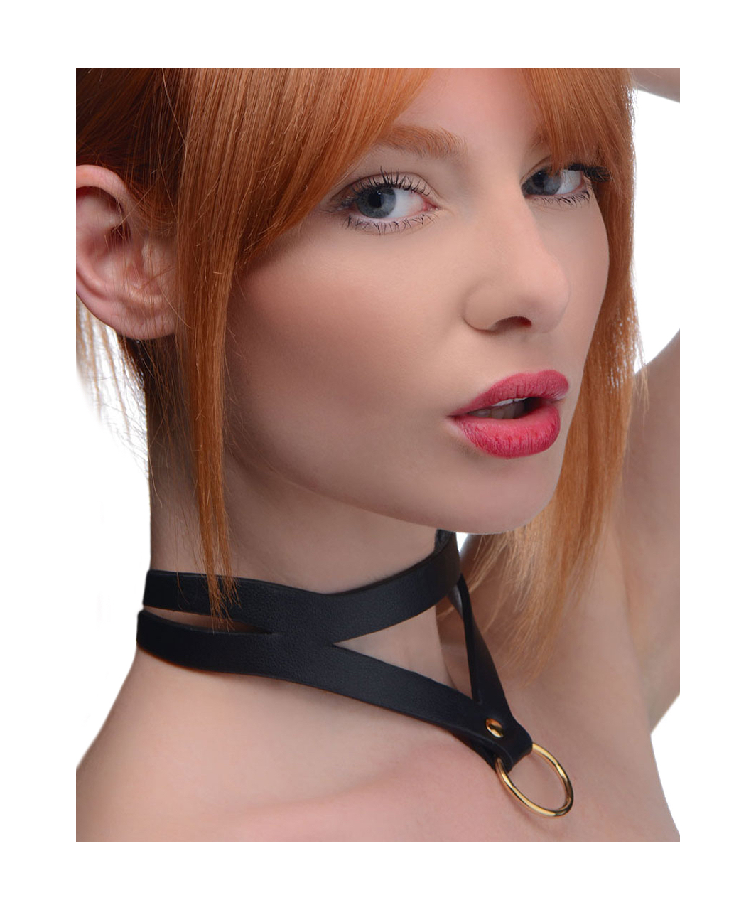 Master Series Bondage Beddie Leatherette Collar With O-Ring