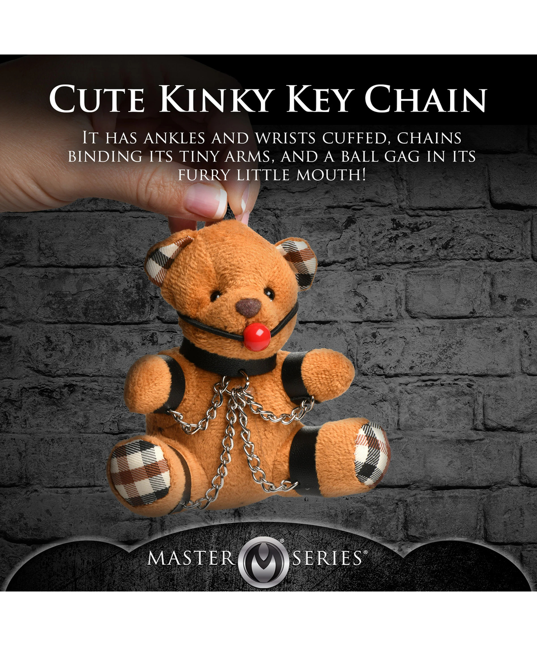 Master Series Gagged Kinky Teddy Bear atslēgu piekariņš