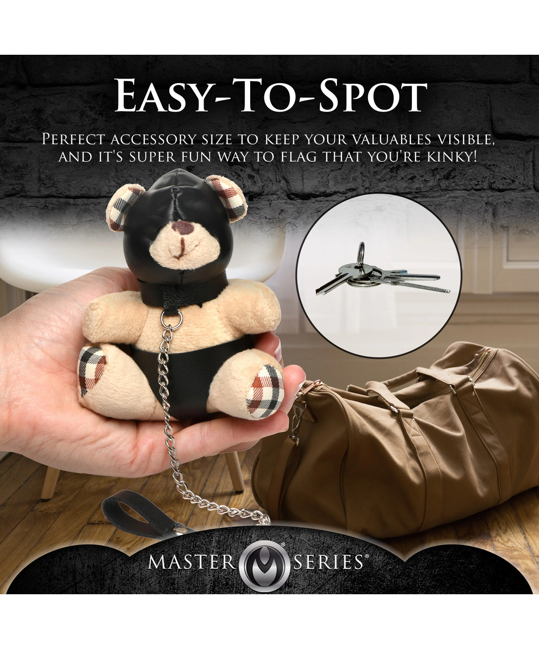 Master Series Hooded Kinky Teddy Bear atslēgu piekariņš