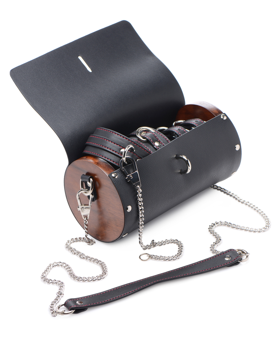 Master Series "Kinky Clutch Leatherette Bondage" rinkinys su dėklu