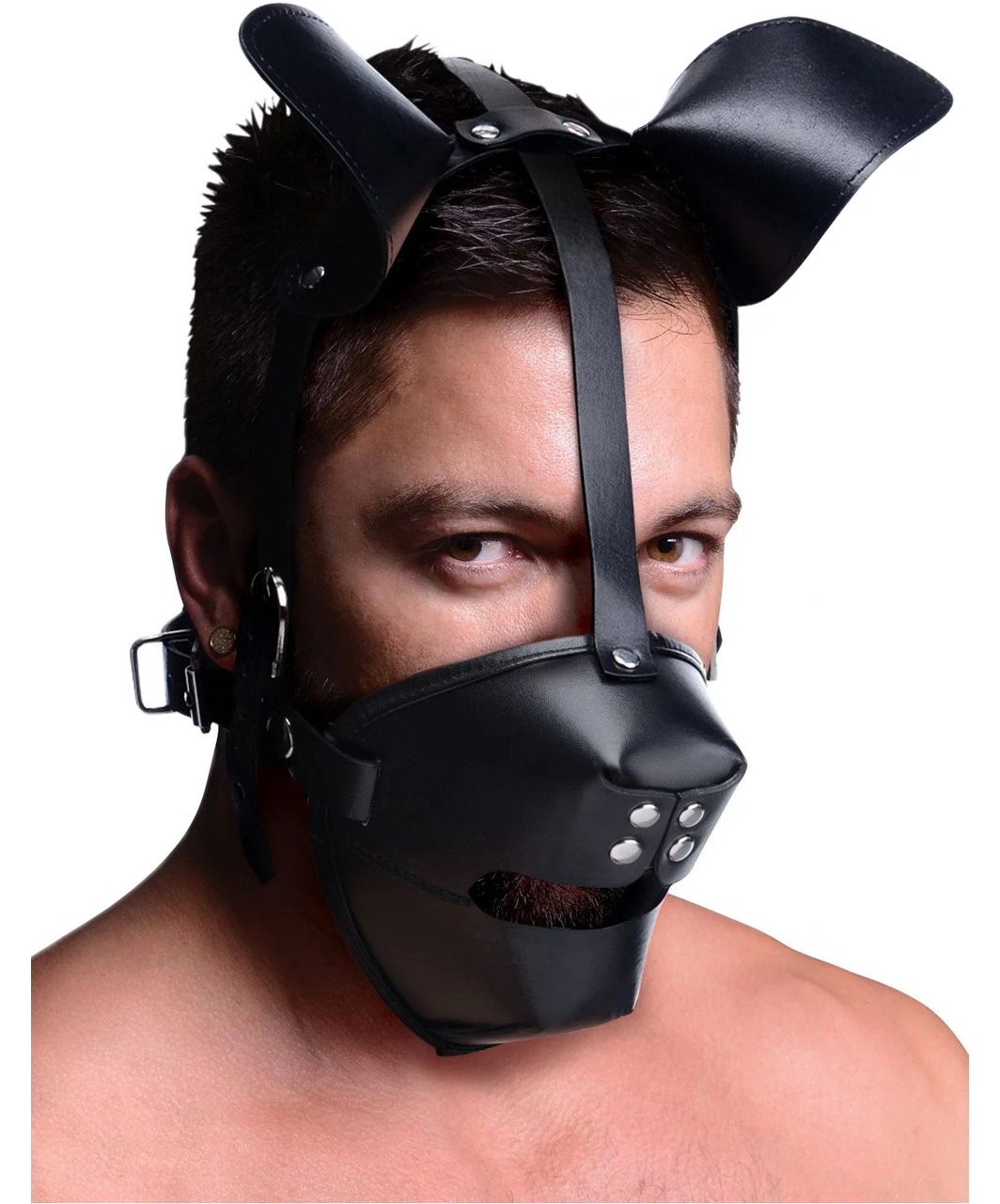 Master Series šunų kaukė su antsnukiu ir burnos kamščiu