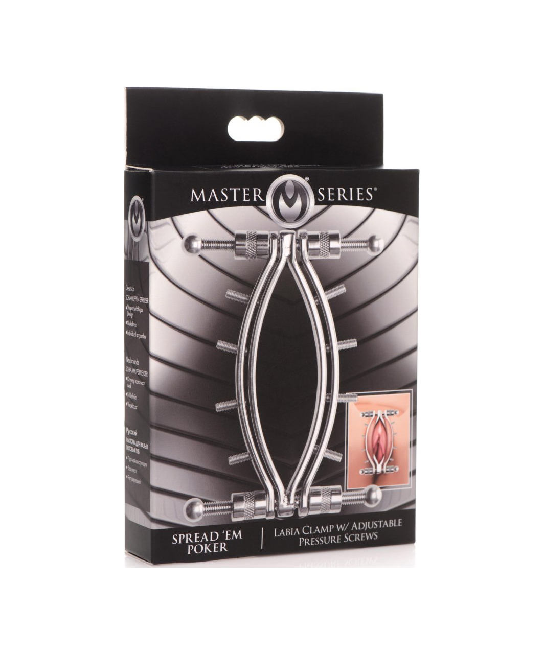 Master Series Spread 'Em Poker adjustable vulva clamp with pressure screws