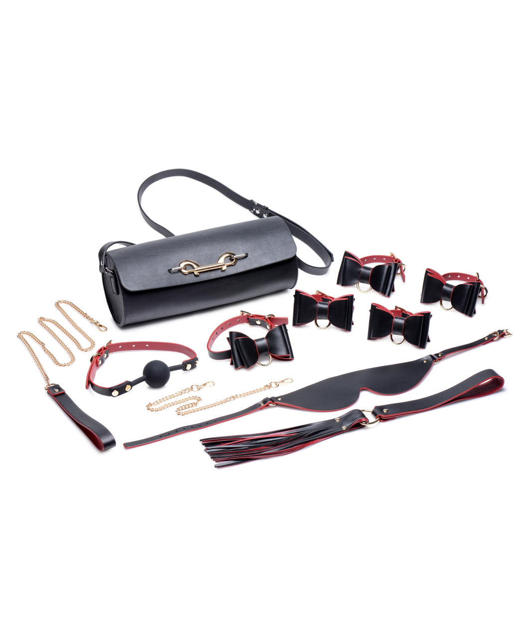 Master Series To Go Black & Red Bow Bondage Set