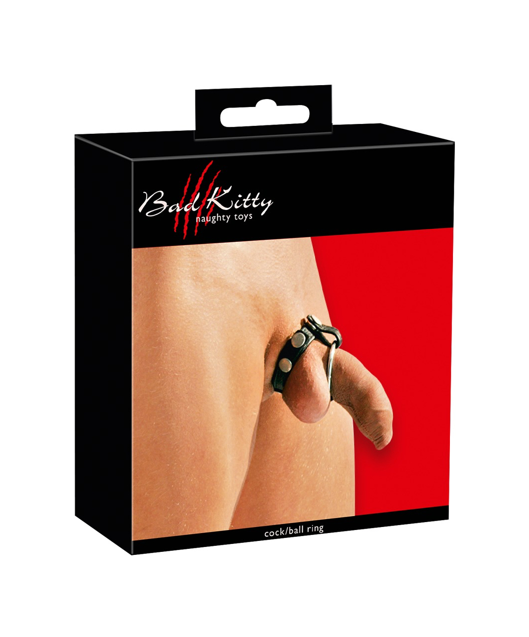Bad Kitty metal cock rings with faux leather strap