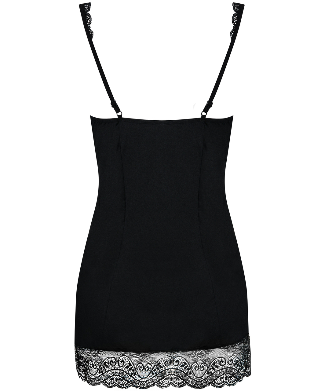Obsessive Miamor black chemise with lace and black rhinestones