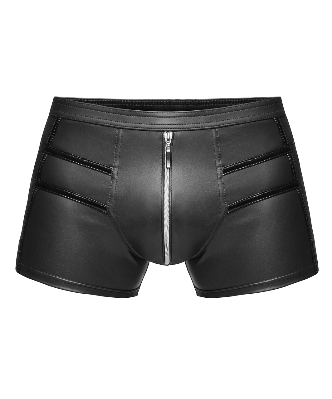 Noir Handmade black boxer briefs with vinyl pattern