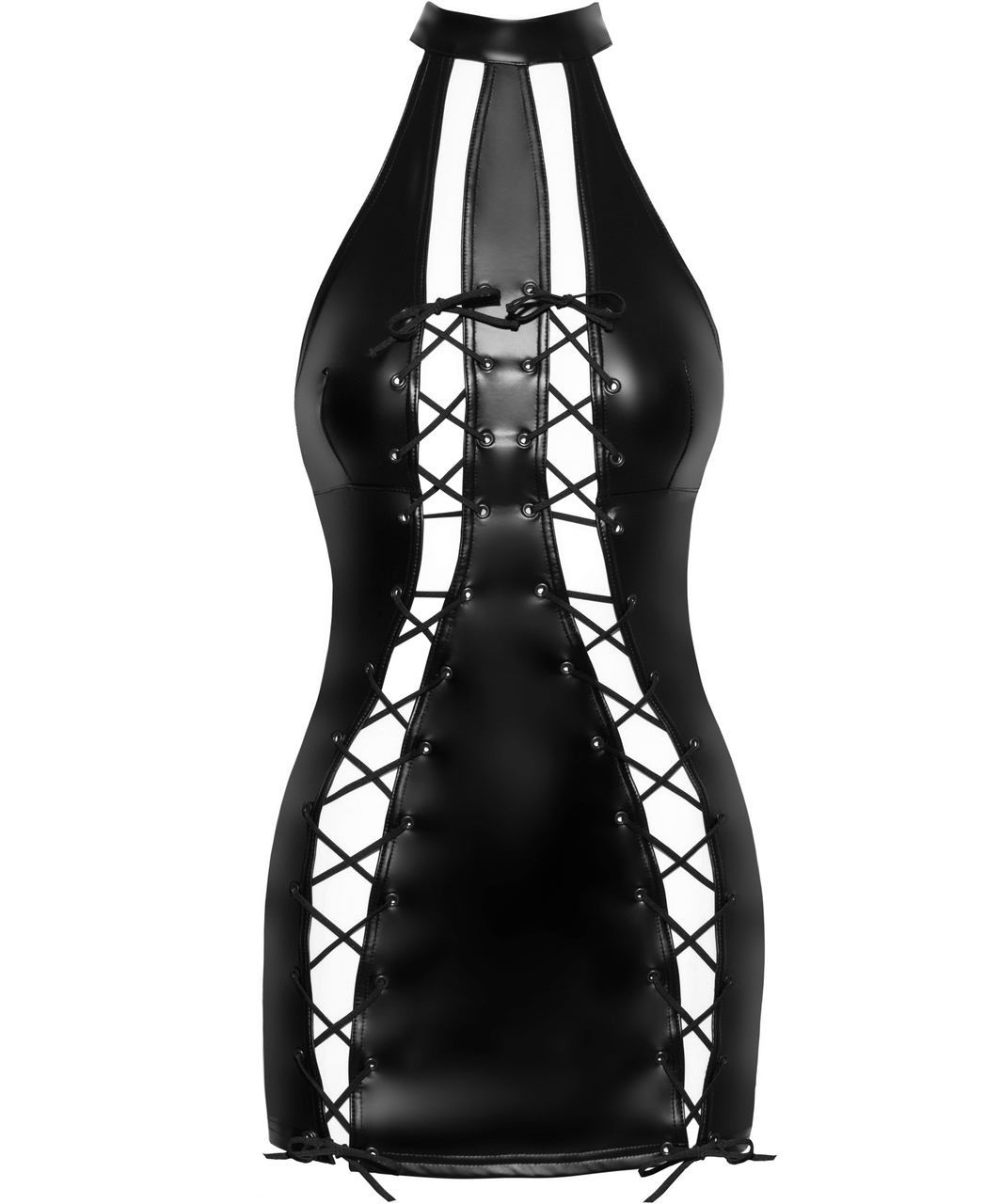 Noir Handmade juoda matinė mini suknelė su raišteliais