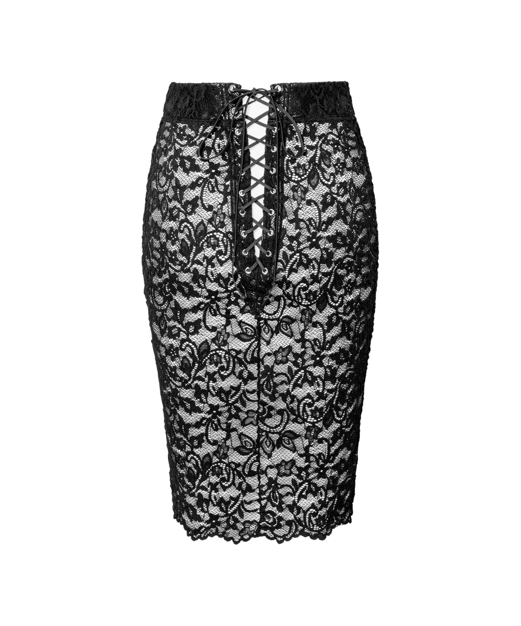 Noir Handmade black matte look skirt with lacy back