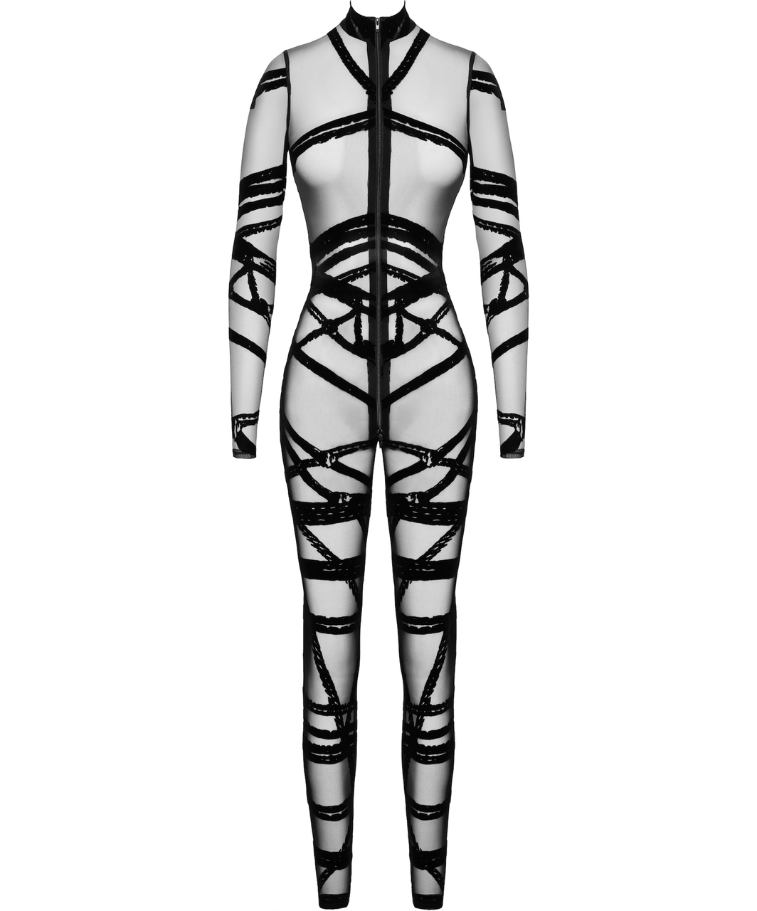 Noir Handmade Kink Royal F357 melns caurspīdīgs kaķenes tērps