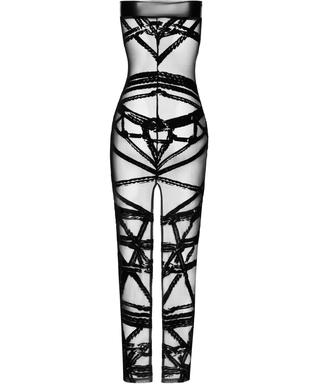 Noir Handmade Kink Royal F358 melna rakstaina kleita