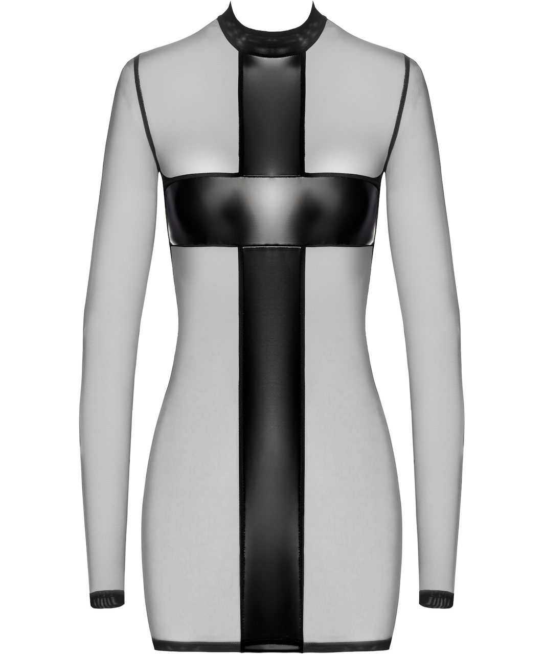 Noir Handmade Kink Royal F369 melna caurspīdīga minikleita